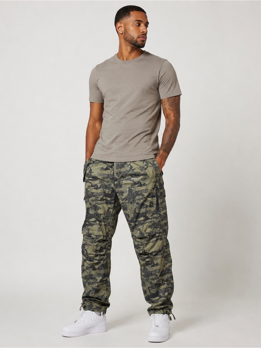 Sean John Black Cargo Pants Mens 38 Relaxed Fit Utility Pockets Streetwear